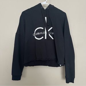 CALVIN KLEIN black Cropped Hoodie